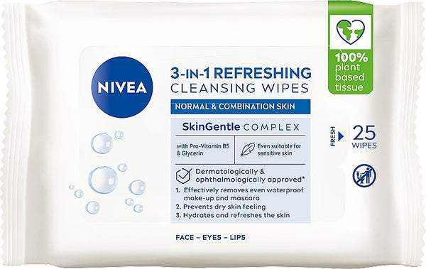Nivea 3in1 Cleansing Wipes, 25pcs